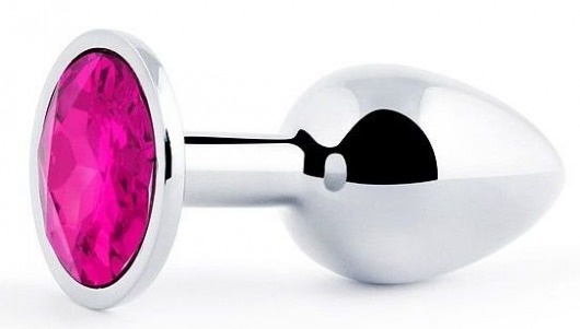 Серебристая анальная пробка с малиновым кристаллом - 7,2 см. - Anal Jewelry Plug - купить с доставкой в Нижнекамске