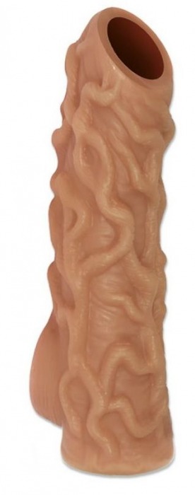 Телесная насадка с венками и открытой головкой Nude Sleeve M - 12 см. - KOKOS - в Нижнекамске купить с доставкой