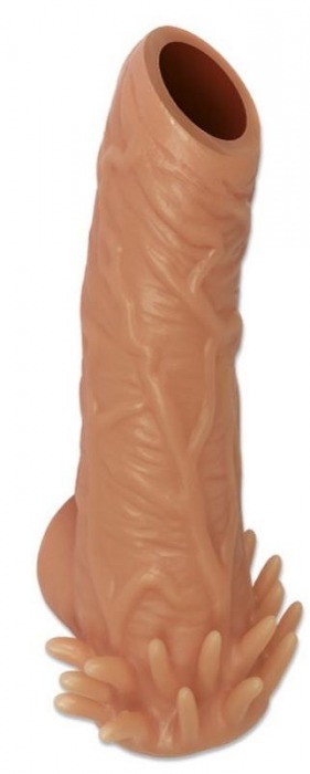 Телесная насадка с усиками и открытой головкой Nude Sleeve M - 12 см. - KOKOS - в Нижнекамске купить с доставкой