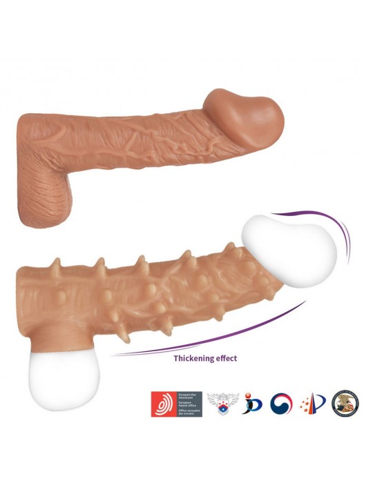 Телесная насадка с шипами и открытой головкой Nude Sleeve L - 14 см. - KOKOS - в Нижнекамске купить с доставкой