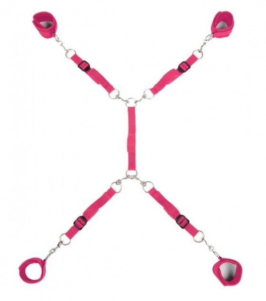 Ярко-розовый набор фиксаций на кровати Classic Bed Spreader - Lux Fetish - купить с доставкой в Нижнекамске