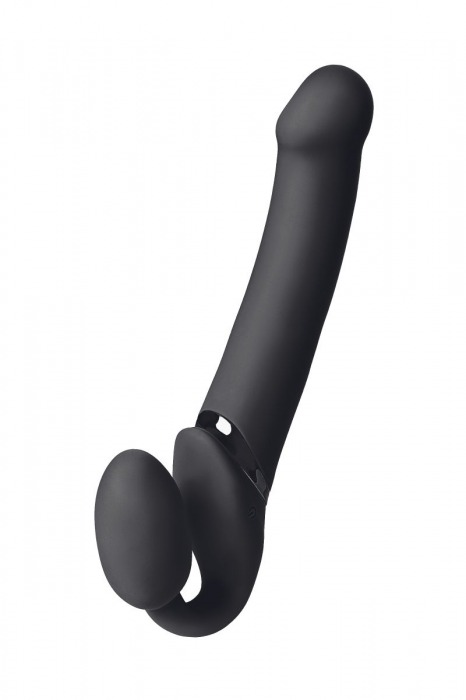 Черный безремневой вибрострапон Vibrating Bendable Strap-On L - Strap-on-me - купить с доставкой в Нижнекамске