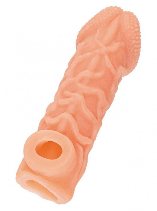 Телесная закрытая насадка с венками Cock Sleeve Size L - 17,6 см. - KOKOS - в Нижнекамске купить с доставкой