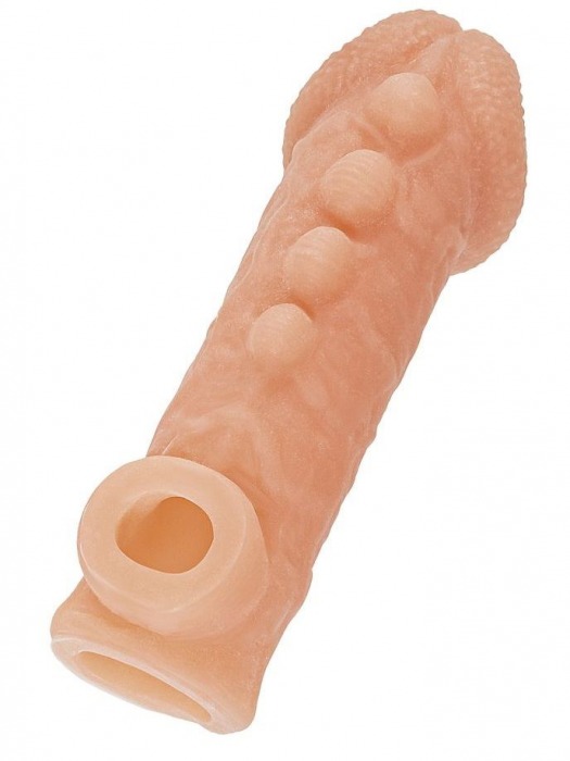 Телесная закрытая насадка с шишечками Cock Sleeve Size M - 15,6 см. - KOKOS - в Нижнекамске купить с доставкой