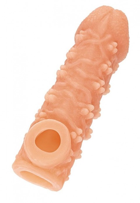Телесная закрытая насадка с пучками шишечек Cock Sleeve Size L - 17,6 см. - KOKOS - в Нижнекамске купить с доставкой
