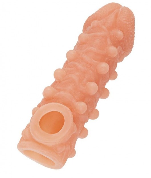 Телесная закрытая насадка с шариками Cock Sleeve Size M - 15,6 см. - KOKOS - в Нижнекамске купить с доставкой