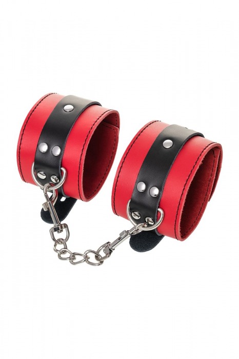 Красно-черные оковы на ноги из кожи - ToyFa - купить с доставкой в Нижнекамске