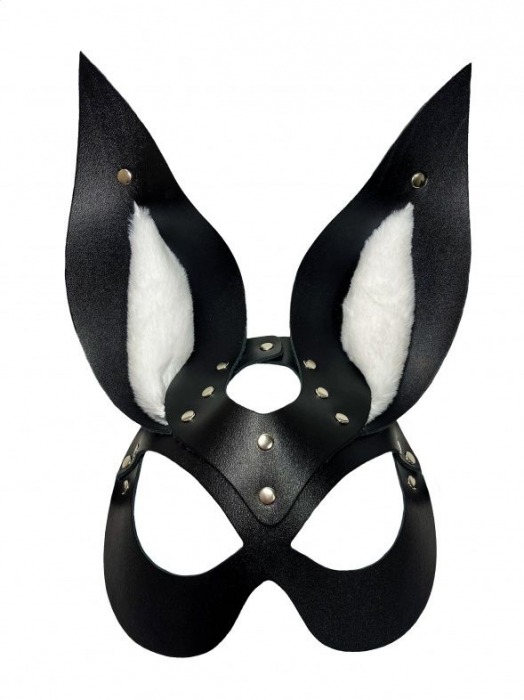 Черная маска зайки с белым мехом на ушках Miss Bunny - БДСМ Арсенал - купить с доставкой в Нижнекамске