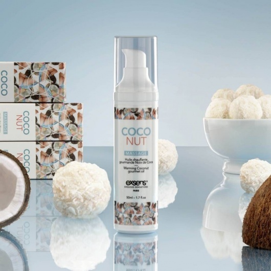 Разогревающее массажное масло с ароматом кокоса Gourmet Coconut - 50 мл. - Exsens - купить с доставкой в Нижнекамске