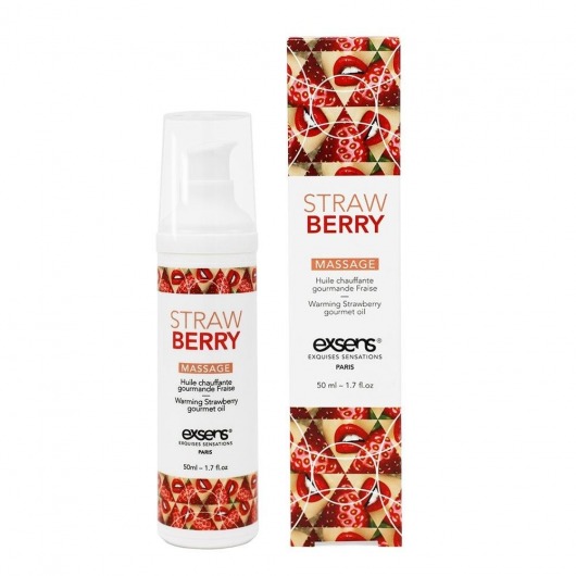 Разогревающее массажное масло  с ароматом клубники Gourmet Strawberry - 50 мл. - Exsens - купить с доставкой в Нижнекамске