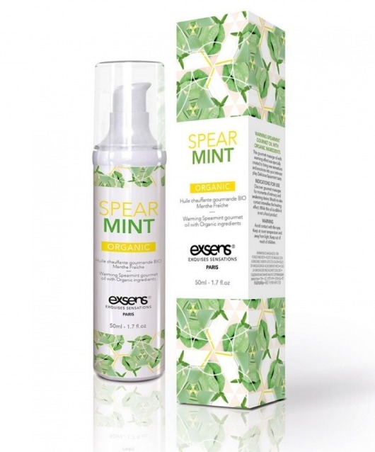 Разогревающее массажное масло Gourmet Spearmint Organic с органическими ингредиентами - 50 мл. - Exsens - купить с доставкой в Нижнекамске