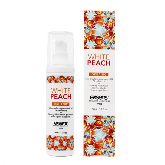 Разогревающее массажное масло Gourmet White Peach Organic с органическими ингредиентами - 50 мл. - Exsens - купить с доставкой в Нижнекамске