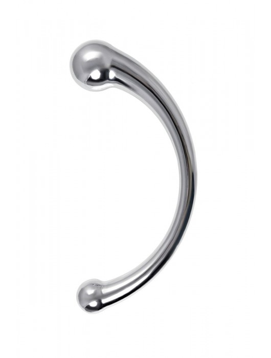 Серебристый двусторонний металлический дилдо - 21 см. - ToyFa