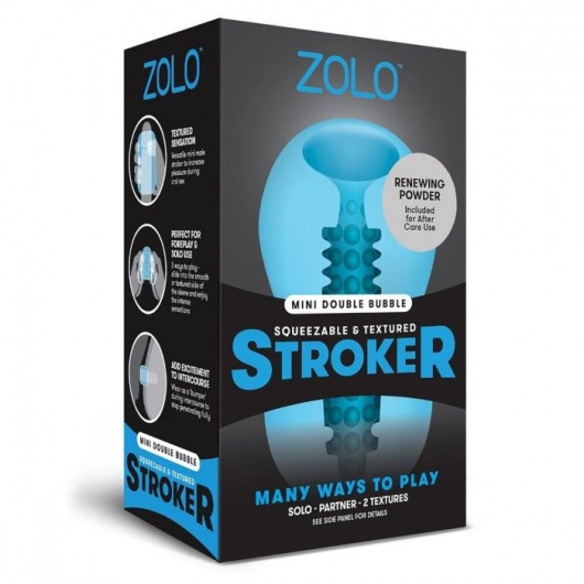 Голубой двусторонний мастурбатор MINI DOUBLE BUBBLE - Zolo - в Нижнекамске купить с доставкой
