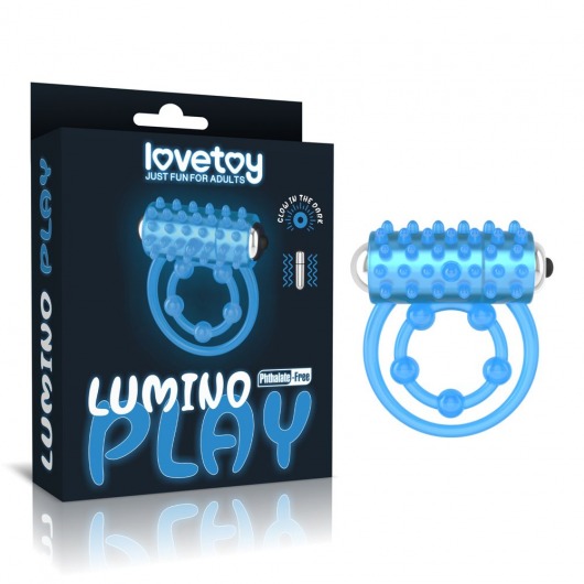 Голубое, светящееся в темноте виброкольцо Lumino Play Vibrating Penis Ring - Lovetoy - в Нижнекамске купить с доставкой