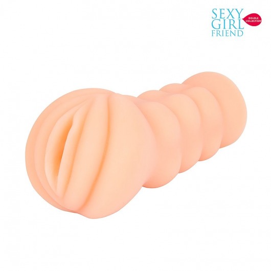 Телесный мастурбатор-вагина с комплектом эрекционных колец - Bior toys - в Нижнекамске купить с доставкой