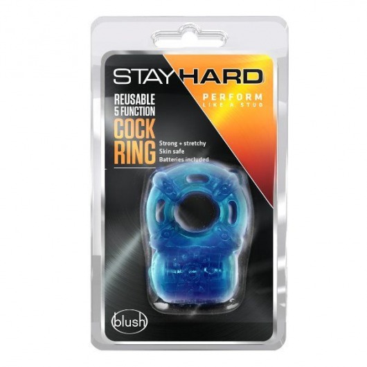 Голубое эрекционное виброкольцо Reusable 5 Function Cock Ring - Blush Novelties - в Нижнекамске купить с доставкой