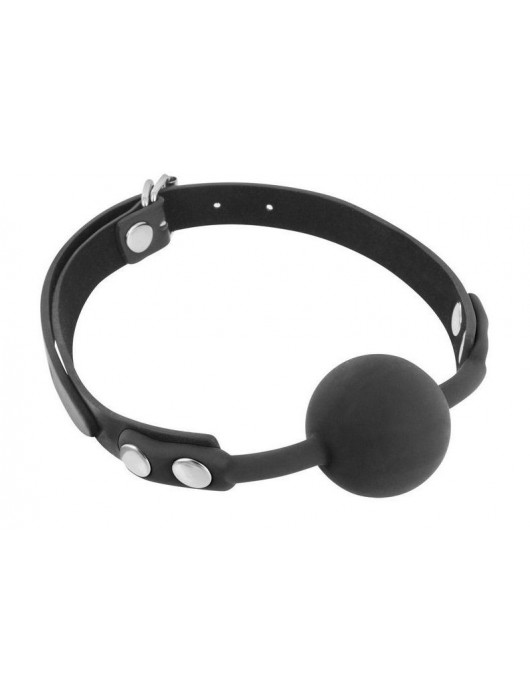 Черный силиконовый кляп-шарик на ремешках - Fetish Tentation - купить с доставкой в Нижнекамске