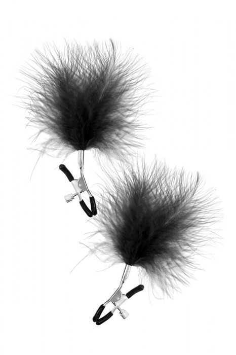 Зажимы на соски с черными пуховыми кисточками Sweet Caress Feather Nipple Clumps - Sweet Caress - купить с доставкой в Нижнекамске