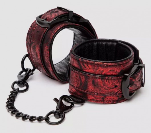 Красно-черные наручники Reversible Faux Leather Wrist Cuffs - Fifty Shades of Grey - купить с доставкой в Нижнекамске