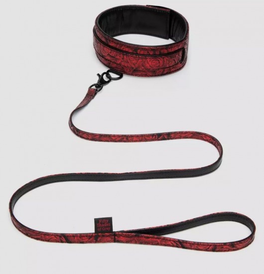 Стильный ошейник с поводком Reversible Faux Leather Collar and Lead - Fifty Shades of Grey - купить с доставкой в Нижнекамске