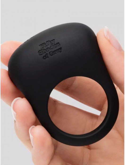 Черное эрекционное виброкольцо Sensation Rechargeable Vibrating Love Ring - Fifty Shades of Grey - в Нижнекамске купить с доставкой
