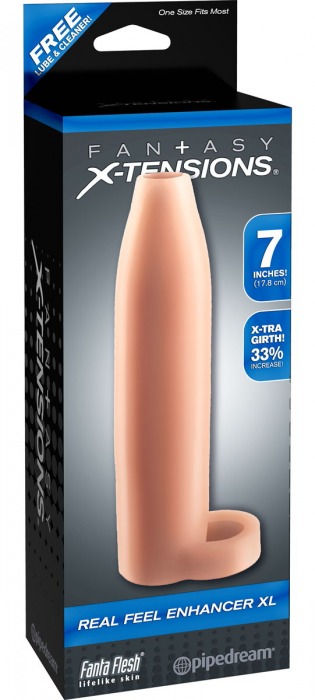 Телесная насадка Real Feel Enhancer XL - 17 см. - Pipedream - в Нижнекамске купить с доставкой