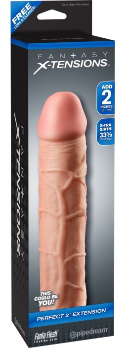 Телесная насадка Fantasy X-tensions Perfect 2  Extension - 20,3 см. - Pipedream - в Нижнекамске купить с доставкой