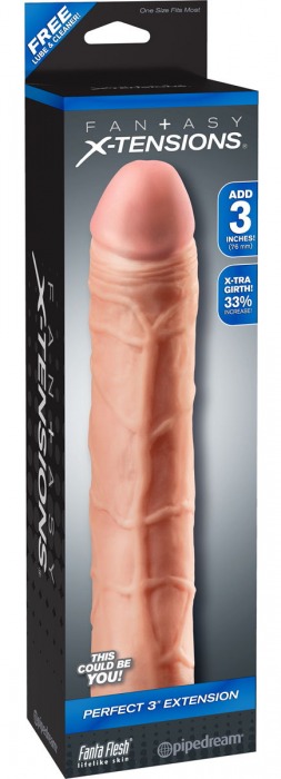 Телесная удлиняющая насадка Perfect 3 Extension - 22 см. - Pipedream - в Нижнекамске купить с доставкой
