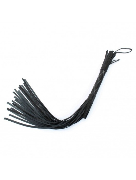 Аккуратная чёрная плетка  из натуральной кожи - БДСМ Арсенал - купить с доставкой в Нижнекамске