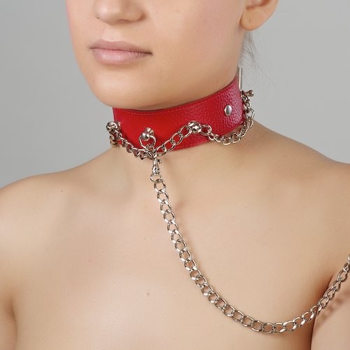 Красный ошейник из натуральной кожи - Sitabella - купить с доставкой в Нижнекамске