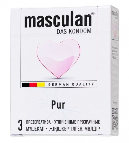 Супертонкие презервативы Masculan Pur - 3 шт. - Masculan - купить с доставкой в Нижнекамске
