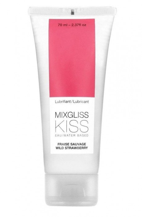 Смазка на водной основе Mixgliss Kiss с ароматом земляники - 70 мл. - Mixgliss - купить с доставкой в Нижнекамске