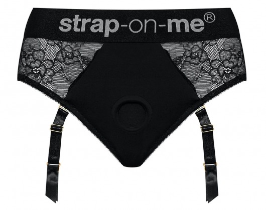 Черные трусики для насадок Diva Lingerie Harness - size S - Strap-on-me - купить с доставкой в Нижнекамске