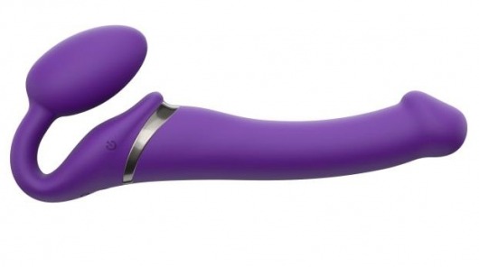 Фиолетовый безремневой вибрострапон Silicone Bendable Strap-On - size M - Strap-on-me - купить с доставкой в Нижнекамске