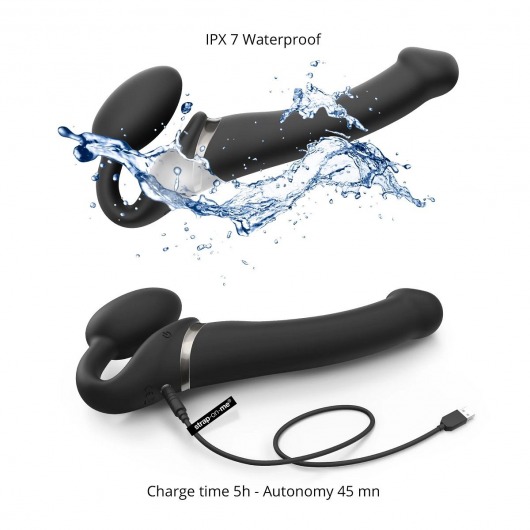 Черный безремневой вибрострапон Silicone Bendable Strap-On - size XL - Strap-on-me - купить с доставкой в Нижнекамске