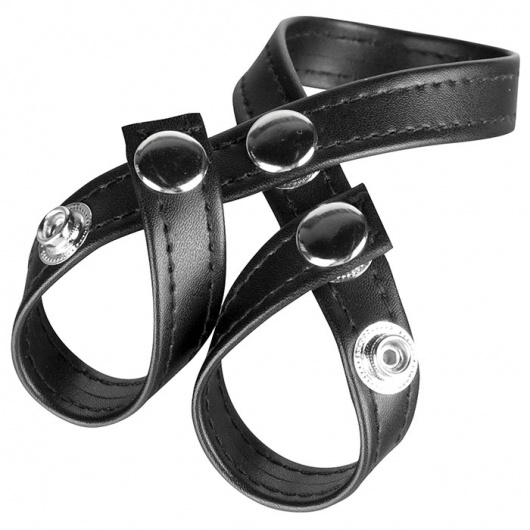 Разделитель мошонки из искусственной кожи на клепках 8 STYLE BALL DIVIDER - BlueLine - купить с доставкой в Нижнекамске