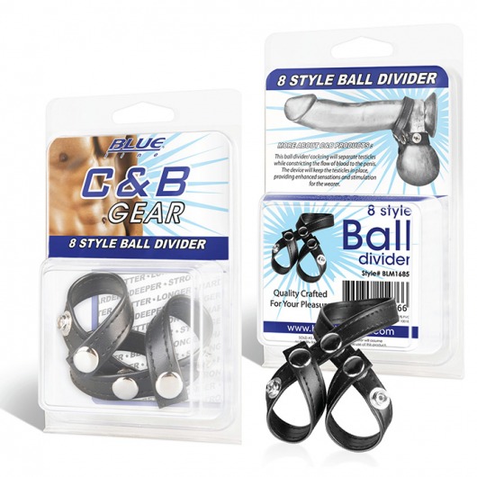 Разделитель мошонки из искусственной кожи на клепках 8 STYLE BALL DIVIDER - BlueLine - купить с доставкой в Нижнекамске