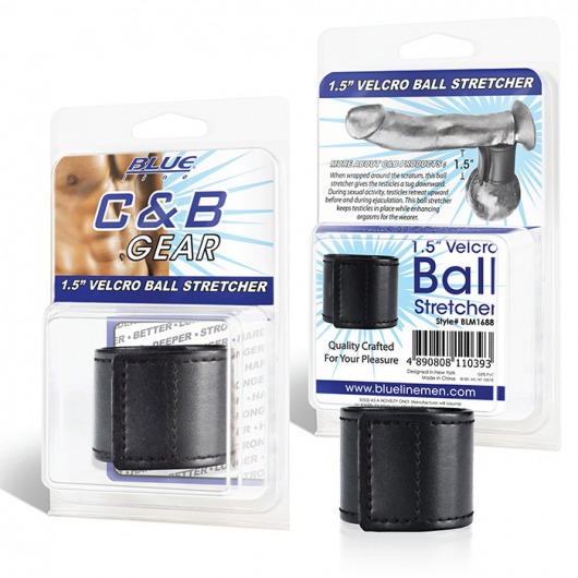 Хомут-утяжка для мошонки из искусственной кожи на липучке VELCRO BALL STRETCHER- 4 см. - BlueLine - в Нижнекамске купить с доставкой