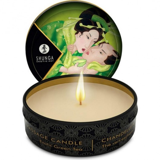 Массажная свеча Exotic Green Tea с ароматом зелёного чая - 30 мл. - Shunga - купить с доставкой в Нижнекамске