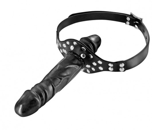 Черный кляп-фаллоимитатор Double Penis Gag - Fetish Tentation - купить с доставкой в Нижнекамске
