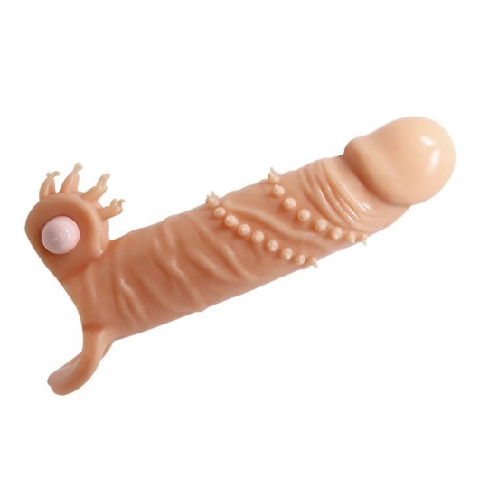 Телесная удлиняющая вибронасадка Penis Sleeve Connor - 17 см. - Baile - в Нижнекамске купить с доставкой