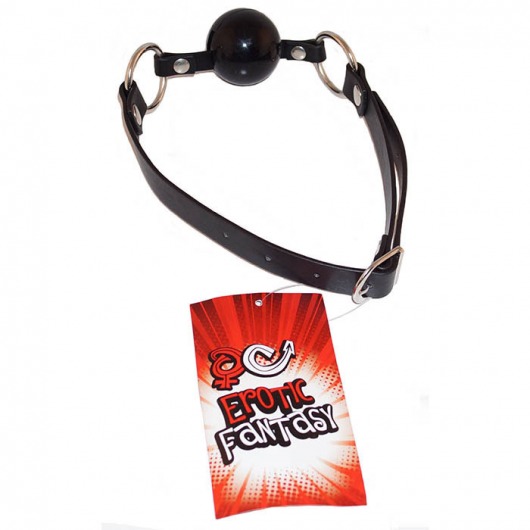 Силиконовый черный кляп-шарик на ремне Black Ballgag - Erotic Fantasy - купить с доставкой в Нижнекамске