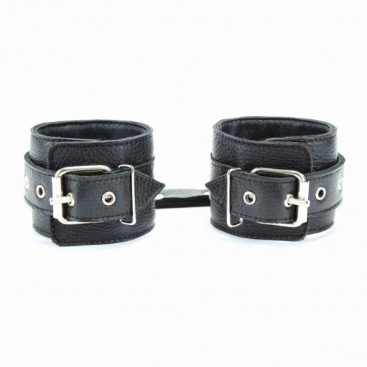 Чёрные кожаные оковы с клепками - БДСМ Арсенал - купить с доставкой в Нижнекамске