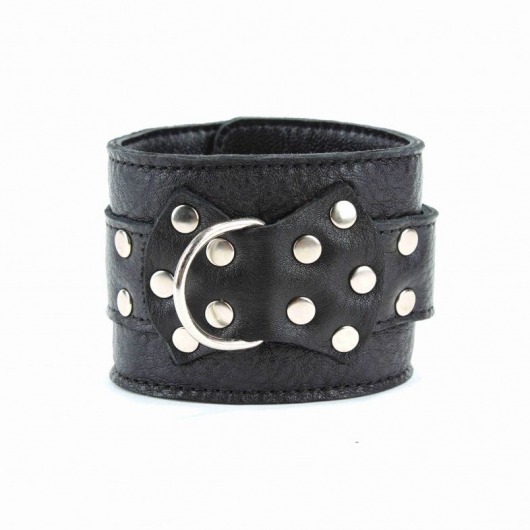 Чёрные кожаные оковы с клепками - БДСМ Арсенал - купить с доставкой в Нижнекамске