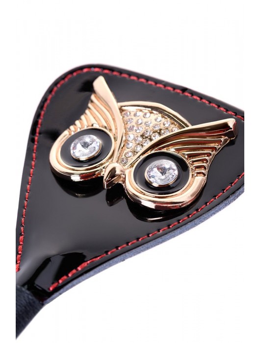 Чёрный стек с совой на кожаном наконечнике - 24 см. - ToyFa - купить с доставкой в Нижнекамске