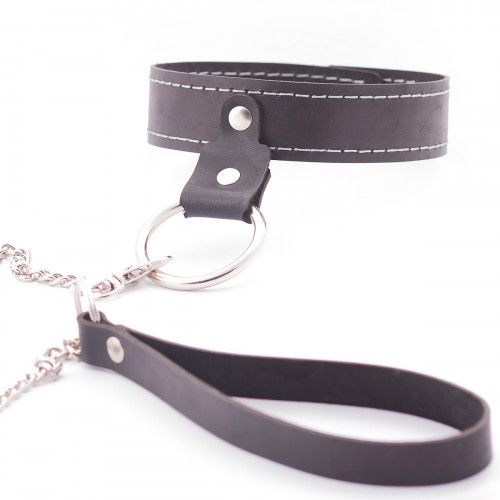 Узкий однослойный ошейник с поводком - Crazy Handmade - купить с доставкой в Нижнекамске