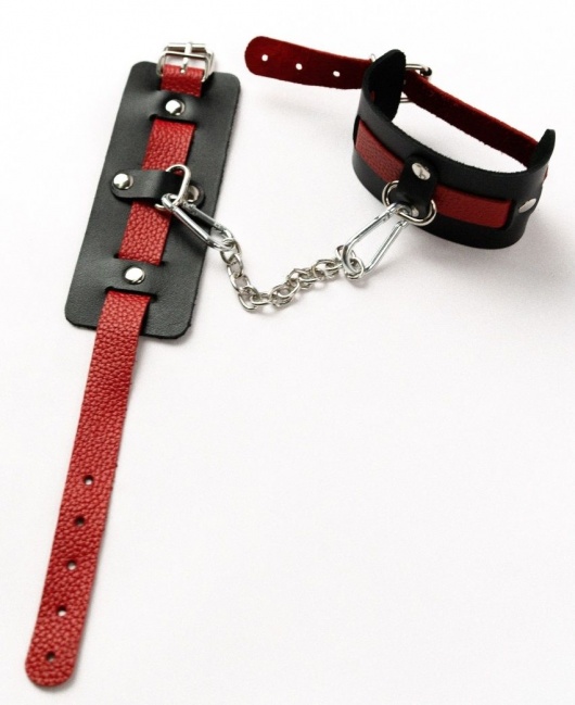 Черные оковы с красным декором и заклепками - Crazy Handmade - купить с доставкой в Нижнекамске