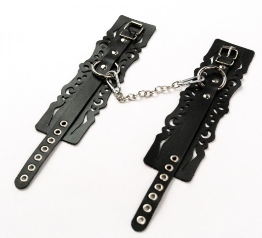 Узорчатые кожаные оковы с регулируемыми ремешками - Crazy Handmade - купить с доставкой в Нижнекамске