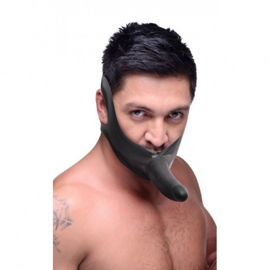 Черный кляп-страпон Masters Mini Face Fuck Strap-On - 14 см. - XR Brands - купить с доставкой в Нижнекамске